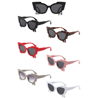 Irregular Cat Eye Rhinestone Drip Sunglasses