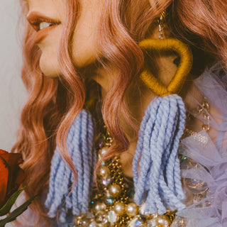 Big Heart Tassel Earrings