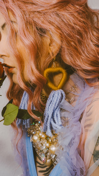 Big Heart Tassel Earrings