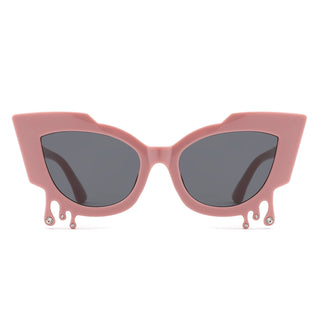 Irregular Cat Eye Rhinestone Drip Sunglasses