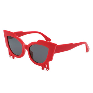Irregular Cat Eye Rhinestone Drip Sunglasses