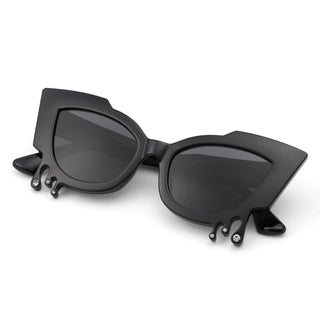 Irregular Cat Eye Rhinestone Drip Sunglasses