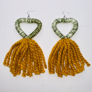 Big Heart Tassel Earrings