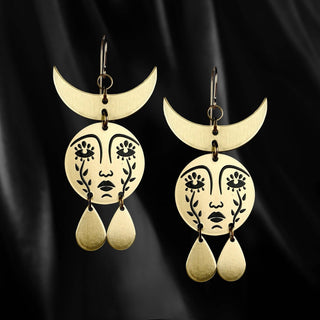 Horned Mother Moon Earrings