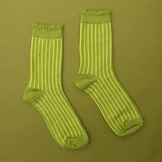 Holiday Striped Crew Socks | Grinch Green