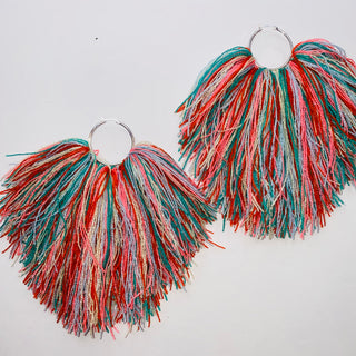 Hoop + Fiber Tassel Earrings