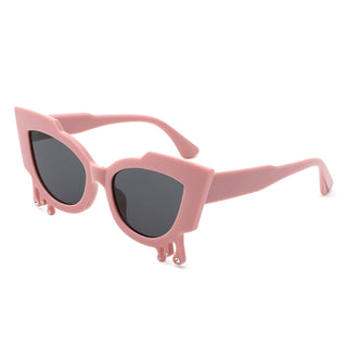 Irregular Cat Eye Rhinestone Drip Sunglasses