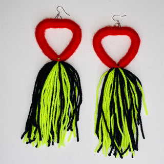 Big Heart Tassel Earrings