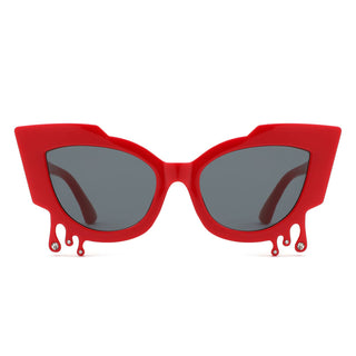 Irregular Cat Eye Rhinestone Drip Sunglasses
