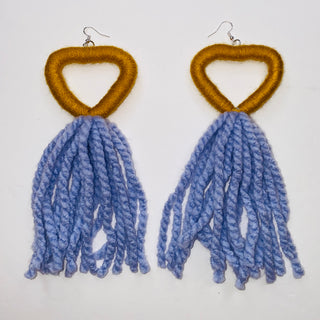Big Heart Tassel Earrings