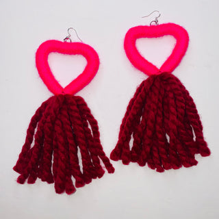 Big Heart Tassel Earrings
