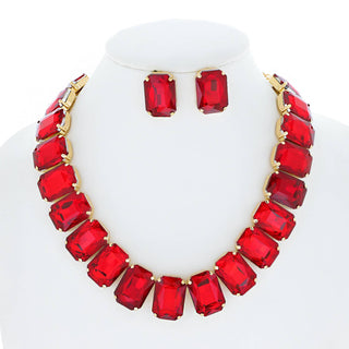 Chunky Rhinestone Necklace + Earring Sets