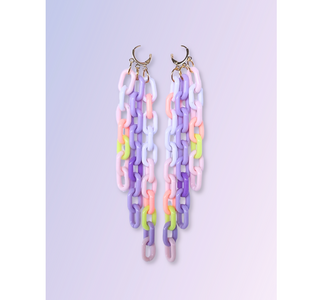 Colorful Link Fringe Earrings