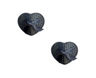 Black Rhinestone Hearts with Bows Pasties