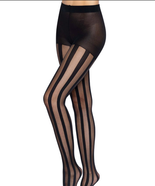 Leg Avenue Sheer Pantyhose with Opaque Vertical Stripes