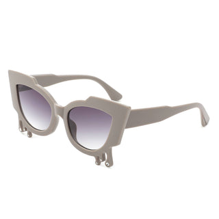 Irregular Cat Eye Rhinestone Drip Sunglasses