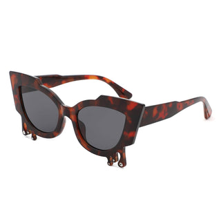 Irregular Cat Eye Rhinestone Drip Sunglasses