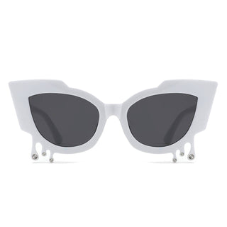 Irregular Cat Eye Rhinestone Drip Sunglasses