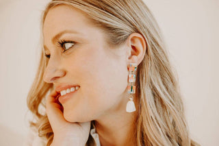 Tiered Square Geometric Tassel Earrings