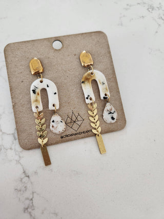 Gold Cheetah & Leaf Chain Earrings