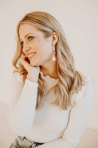 Tiered Square Geometric Tassel Earrings