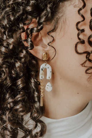Gold Cheetah & Leaf Chain Earrings