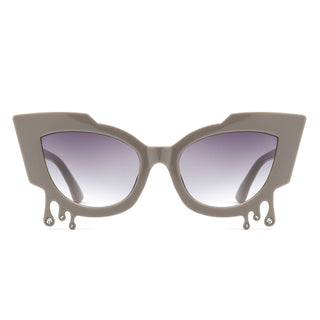 Irregular Cat Eye Rhinestone Drip Sunglasses