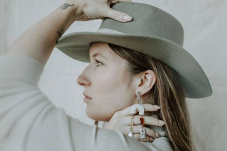 Wood & Pearl Leaf Chain Arch Earrings