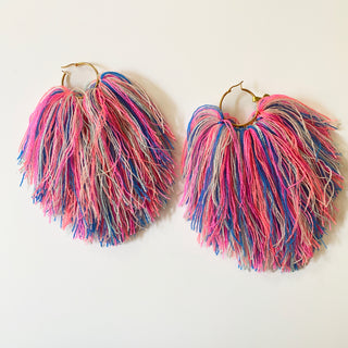 Hoop + Fiber Tassel Earrings