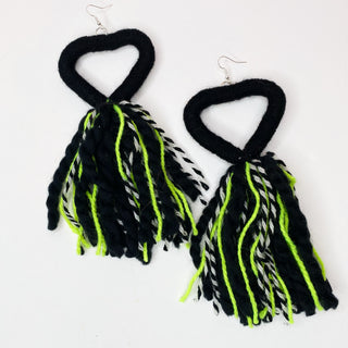 Big Heart Tassel Earrings