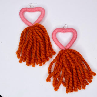 Big Heart Tassel Earrings
