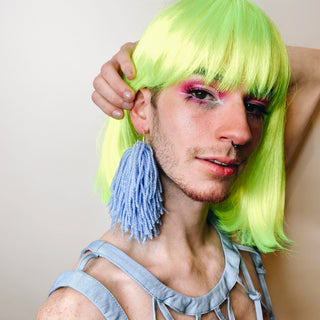 Hoop + Fiber Tassel Earrings