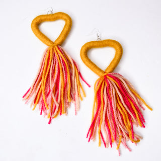 Big Heart Tassel Earrings