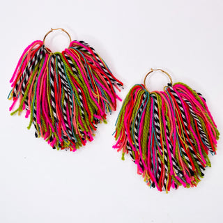 Hoop + Fiber Tassel Earrings