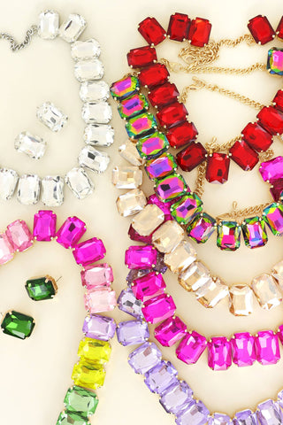 Chunky Rhinestone Necklace + Earring Sets