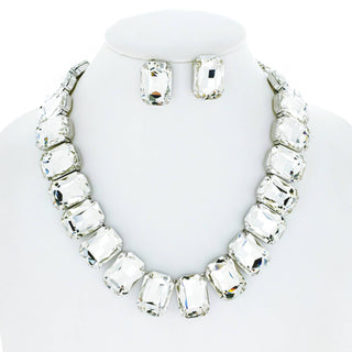 Chunky Rhinestone Necklace + Earring Sets