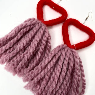 Big Heart Tassel Earrings