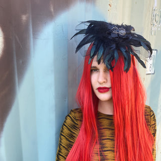 Vampy Jeweled Feather Fascinators
