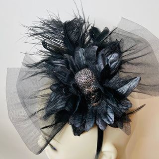 Vampy Jeweled Feather Fascinators