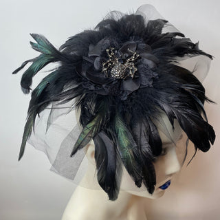 Vampy Jeweled Feather Fascinators