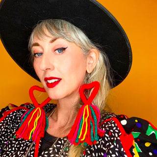 Big Heart Tassel Earrings