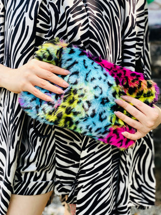 Faux Fur Pouch W/Wrist Band