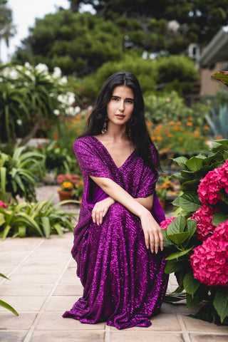 Magenta Purple Sequin Caftan