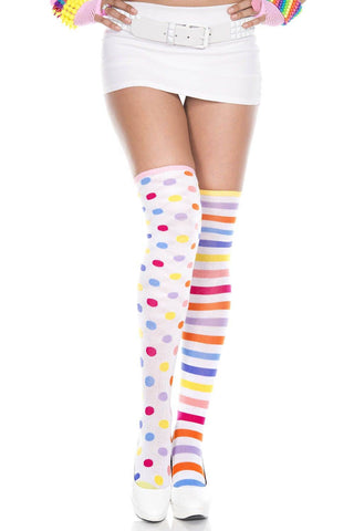 Music Legs Mismatched Clown Thigh Hi