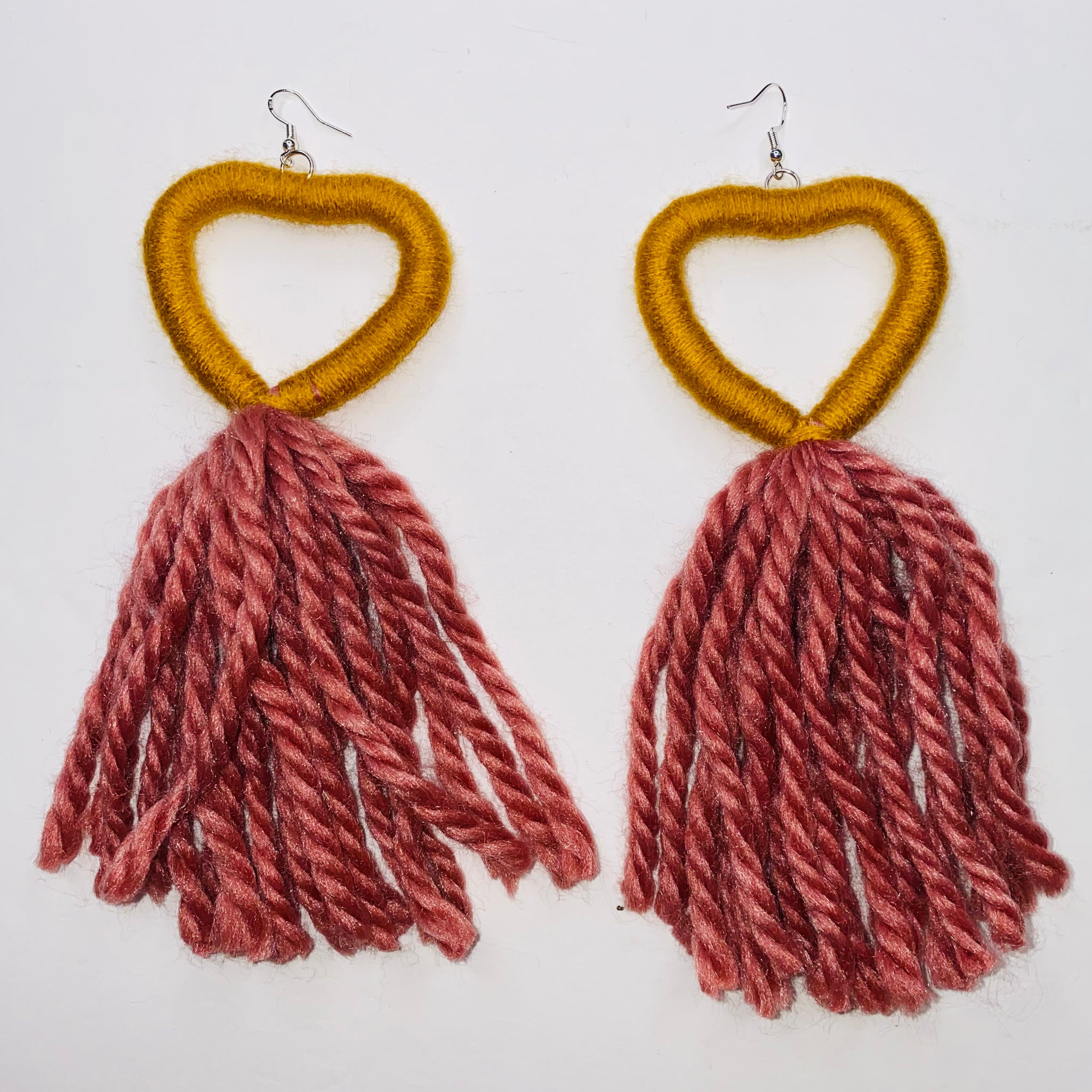 Big Heart Tassel Earrings