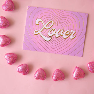 Lover Radiating Hearts Card | Gold Foil