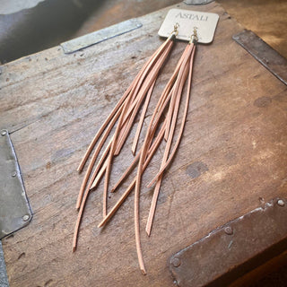 Peach Vegan Leather Tassel Earrings