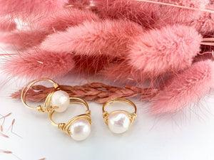 Wrapped Pearl Statement Ring
