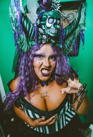 Black Skull Horned Headdress