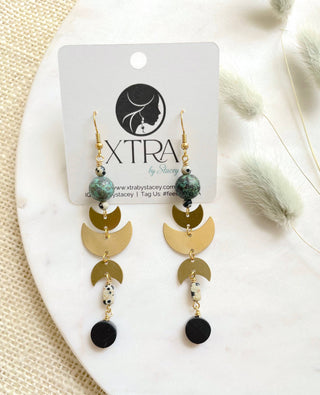 Urbana Earrings - Turquoise Brass Moon Phase